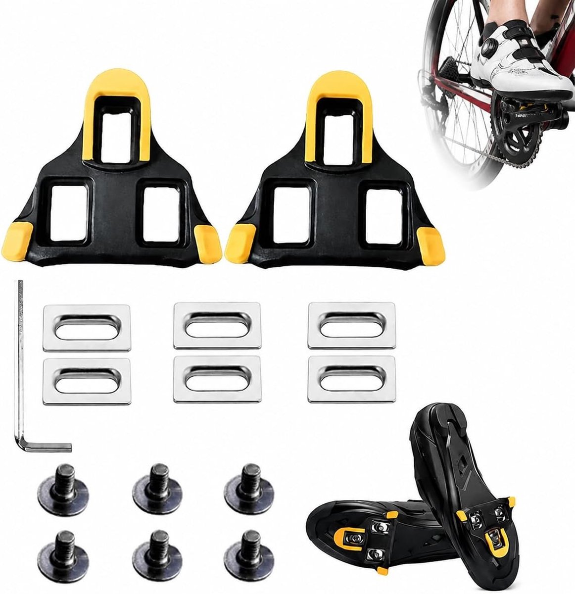 Duurzame fiets pedalen met SPD SL bevestigingen voor SM-SH10/11/12 schoenen, titanium schroeven en polycarbonaat materialen, perfect voor Dura-Ace, Ultegra, 105 en Tiagra