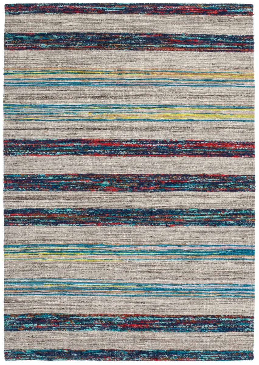 Dutch XXL Kelim Vloerkleed | Tapijt | Duarte | Strepen | Naturel/Blauw | 80x150 cm Naturel / Blauw