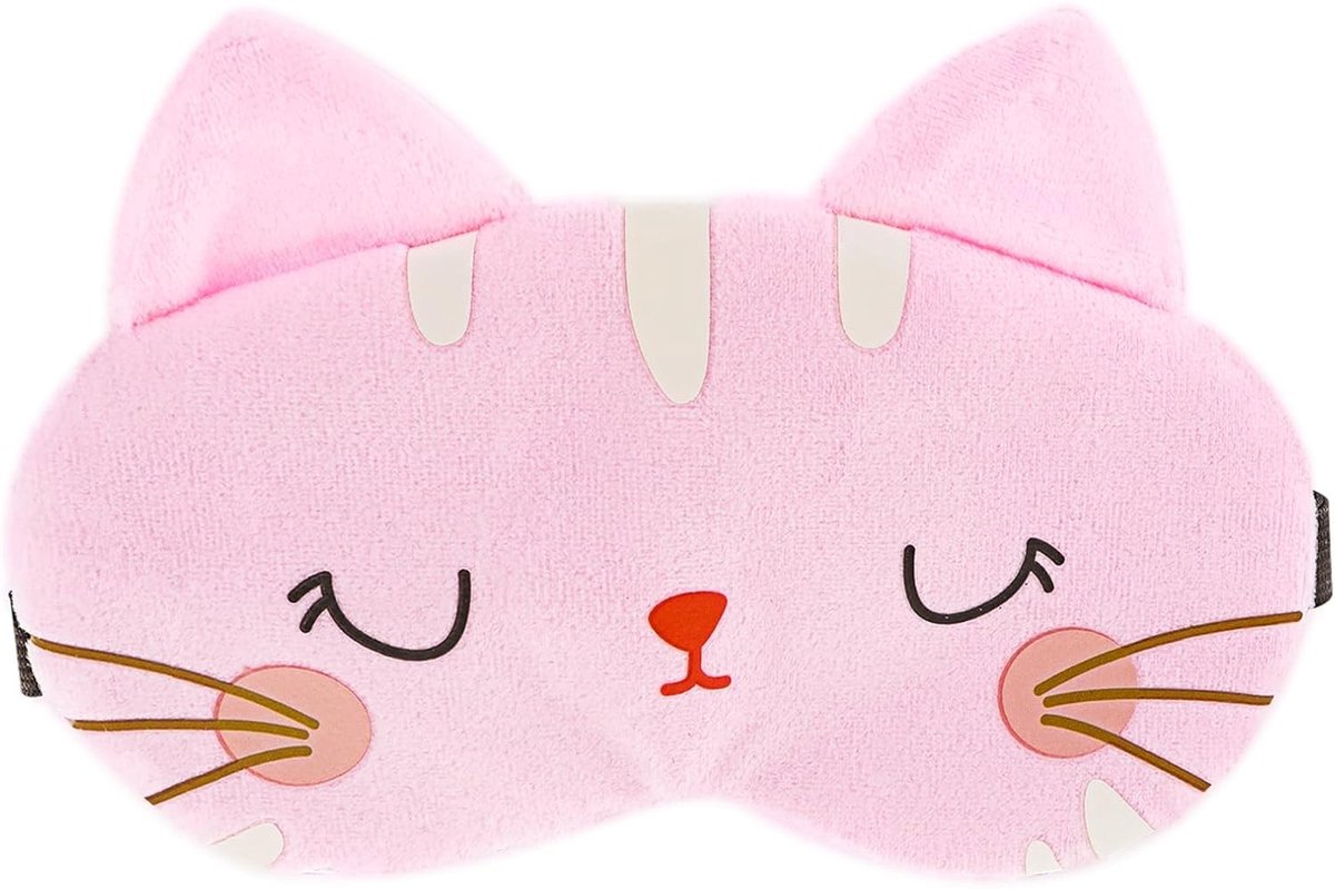 Zachte Pluche Cartoon Kat Oogmasker - Comfortabele Dieren Blinddoek voor Vrouwen, Mannen en Kinderen - Ideaal voor Reizen, Naps en Ontspanning