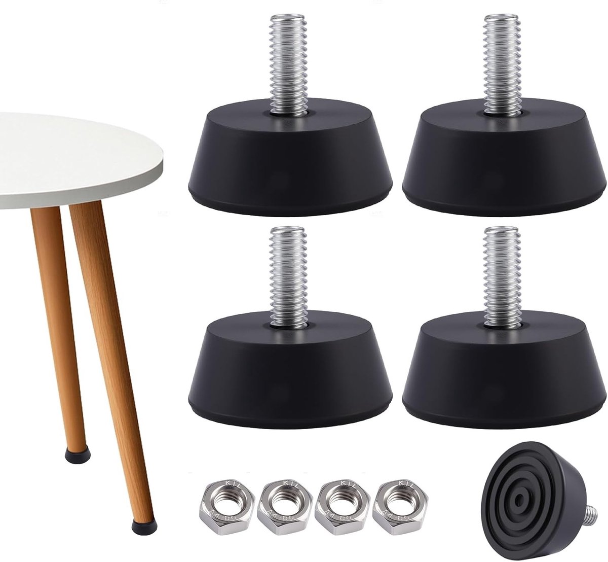 Rubber Voetjes Set van 4, M6 x 3.2cm Antislip Voeten met Schroeven voor Meubels en Apparaten