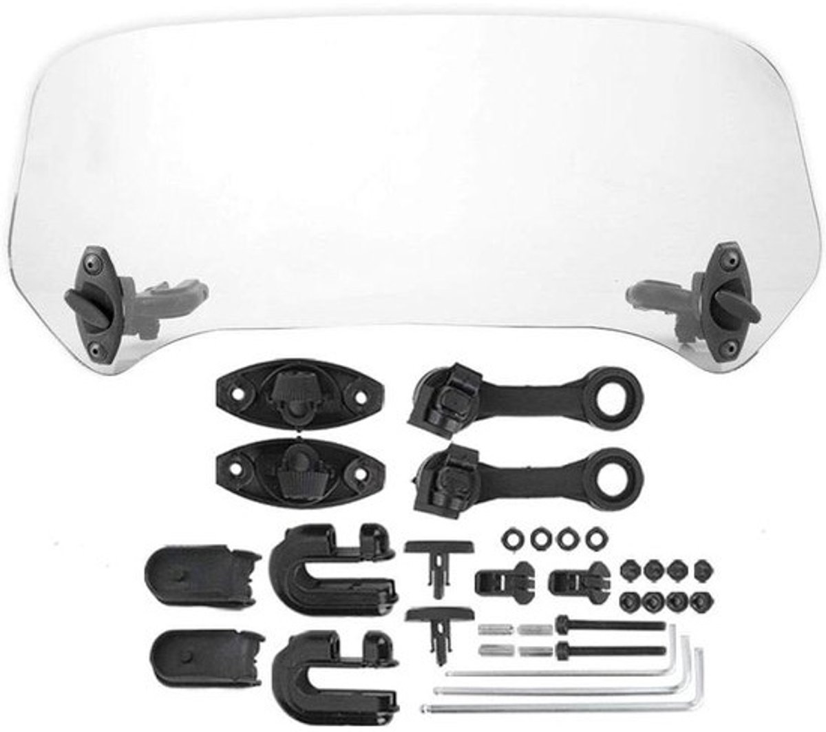 Motorfiets Windscherm Verlenging - Spoiler Deflector - Windbescherming - Universele Pasvorm - 28 cm - Transparant