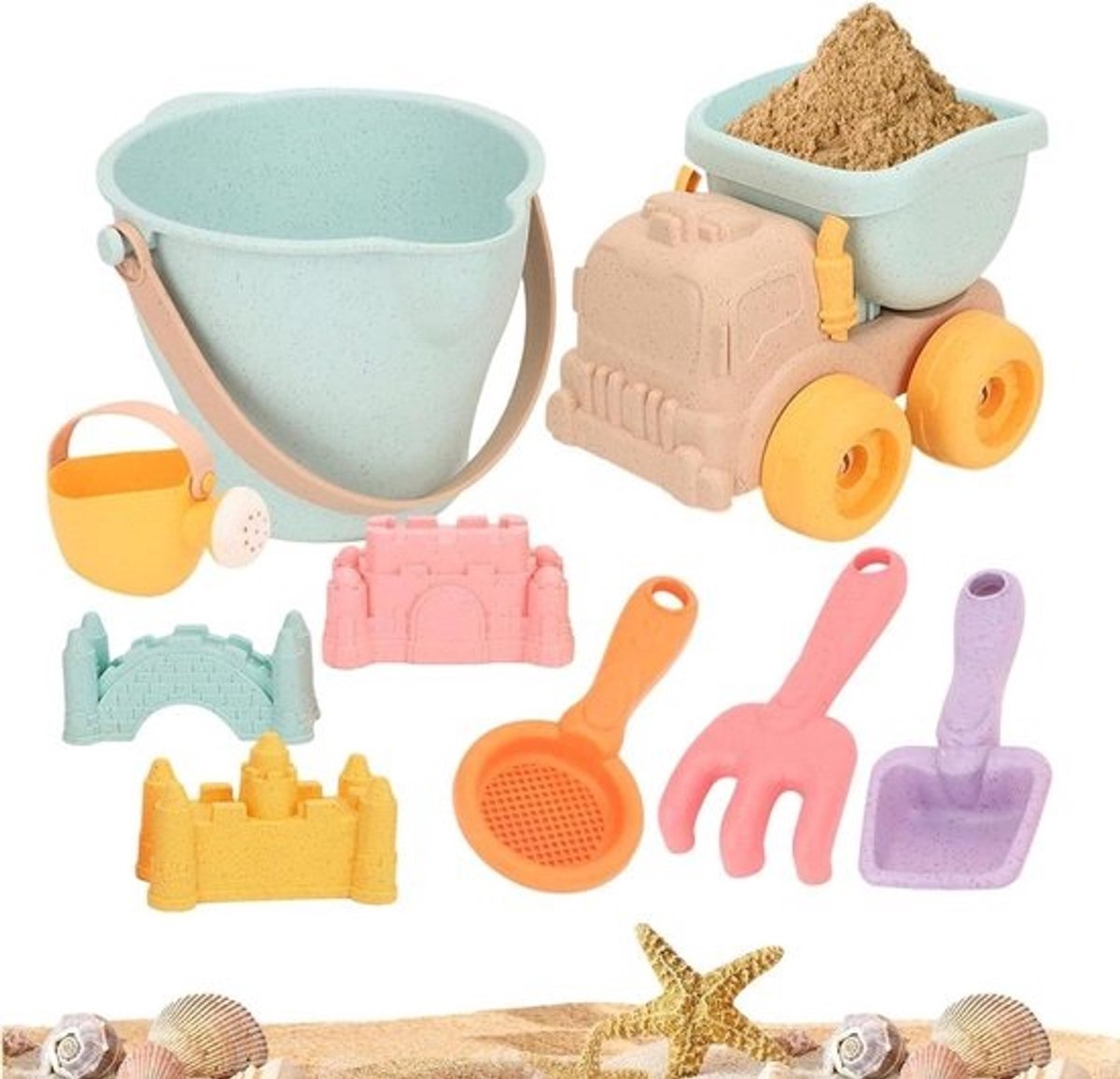 Strandspeelgoed Set - Zomerspeelgoed Emmer - Buiten Spelen - Opvouwbare Emmer - 26 x 15 x 19 cm - Multi