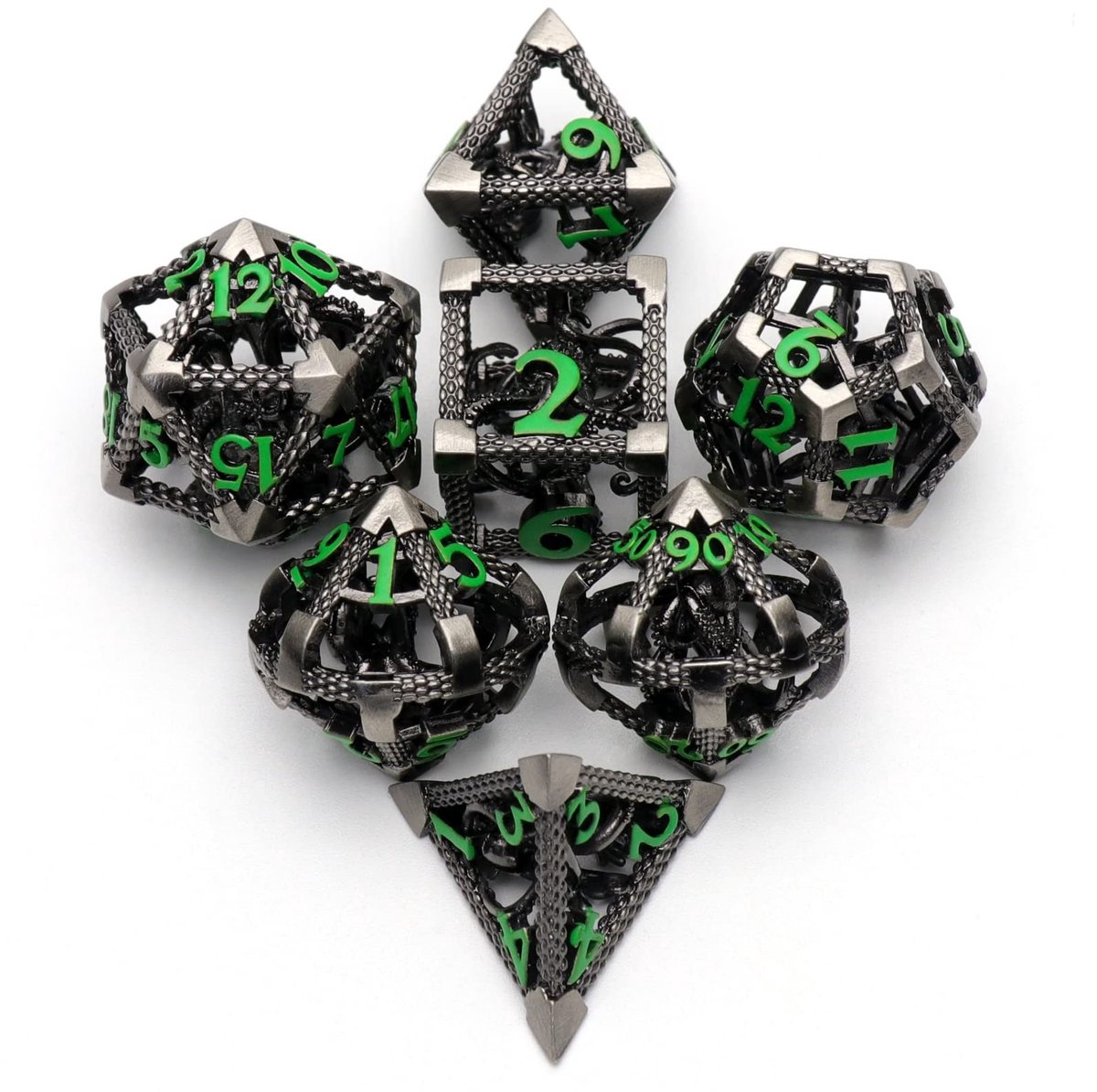Dungeons and Dragons D6 D8 D10 D12 D20 Spelzets - Cthulhu Groen