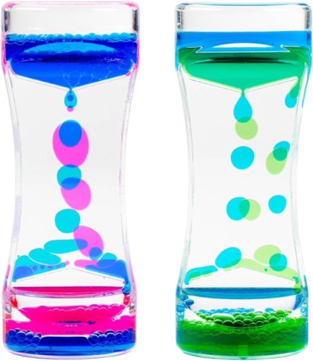 Set van 2 Liquid Motion Bubbler Sensory Hourglass Drip Klok - Ontspannende Timer voor Stressverlichting, ADHD en Autisme, Ideaal als Bureau Decoratie