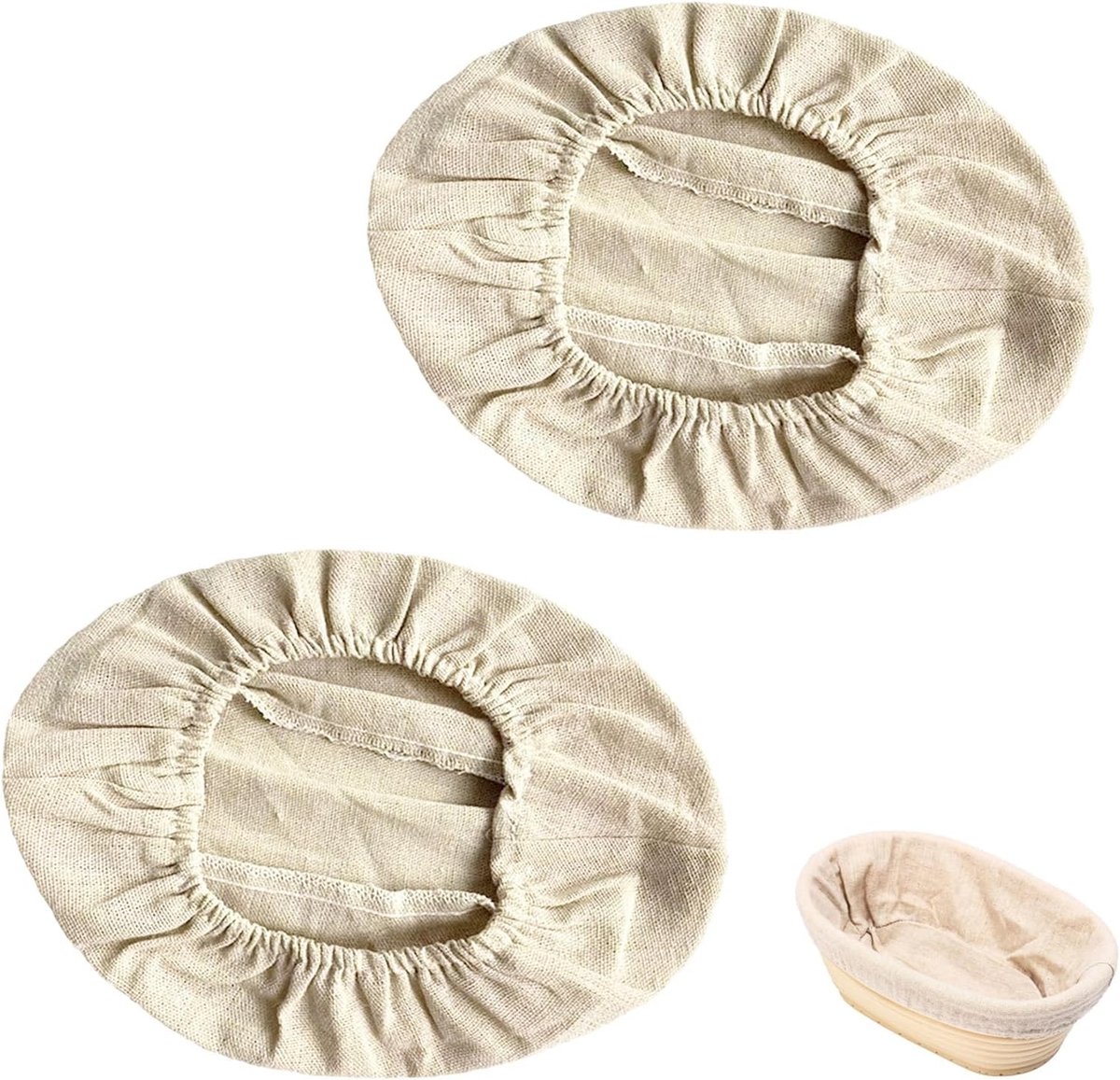 Linnen brooddeegdoek set voor bakken, ovale bakker linnen, fermentatiekap en brooddoek voor perfect brood bakken