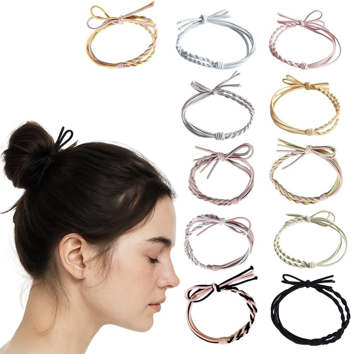 Elastische Haargummis voor Vrouwen en Meisjes, Multikleurige Haaraccessoires voor Dun, Dik en Lang Haar