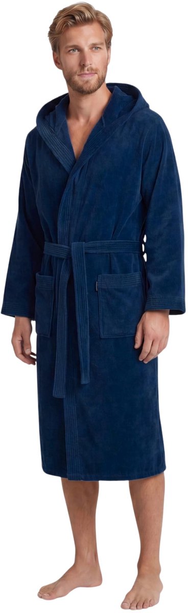 Badjas voor heren - 100% Katoen Frottee - Donkerblauw, M