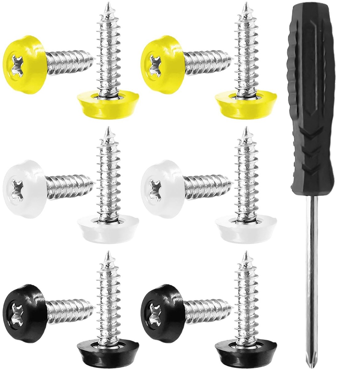 Rubber Coated Schroeven Set - 12 Stuks Inclusief Schroevendraaier