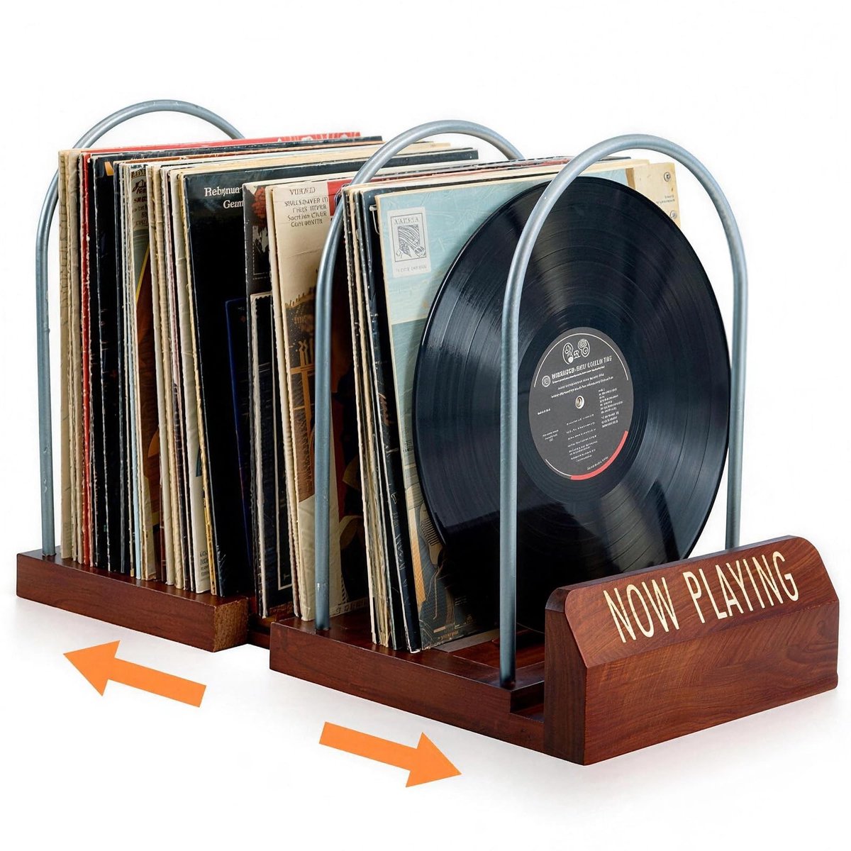 Vinyl Record Stand - Houdt 30-70 LP's Op Volgorde - Houten Basis