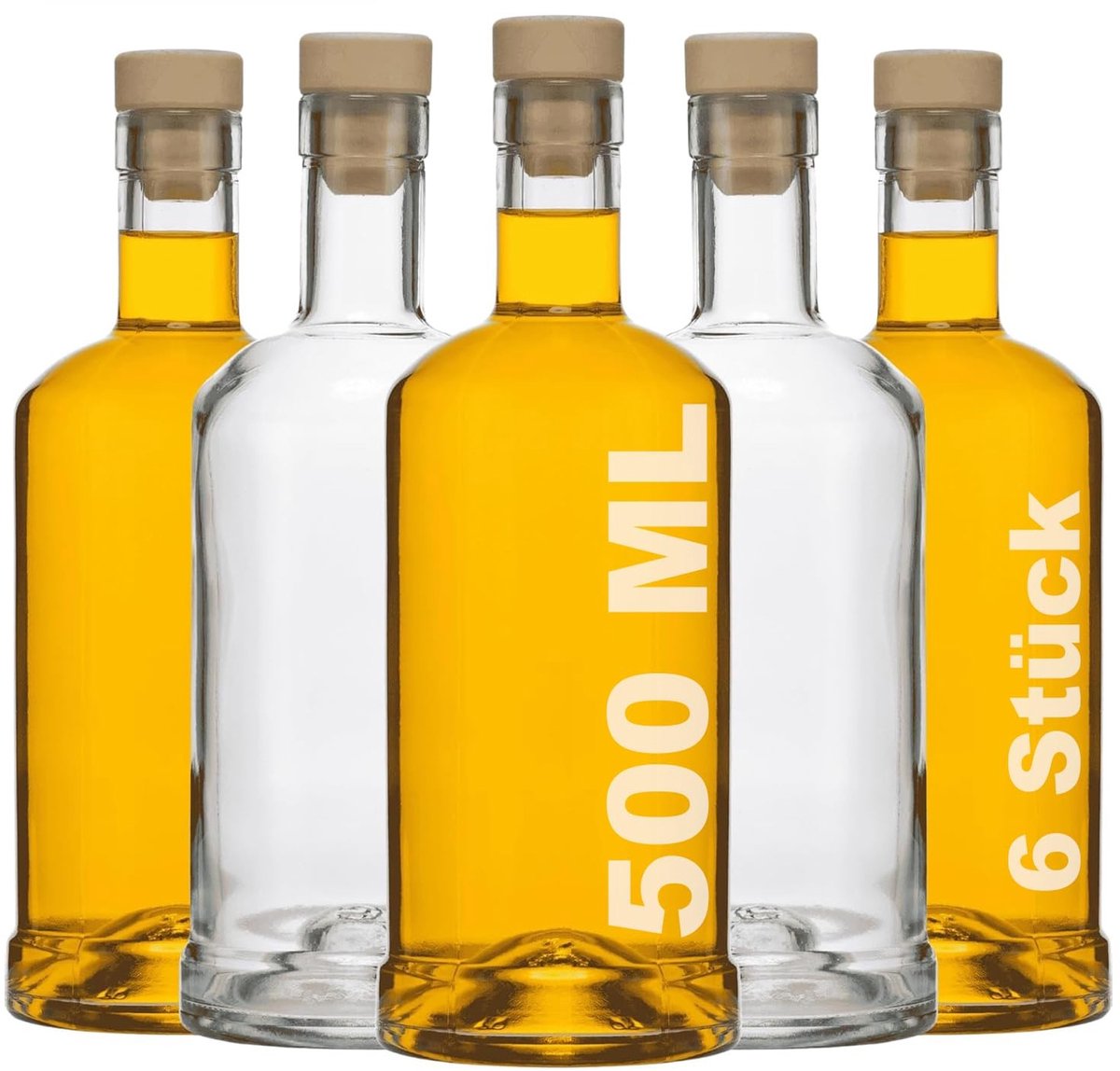 6 Glazen Flessen - 500 ml met Sluitbare Deksel