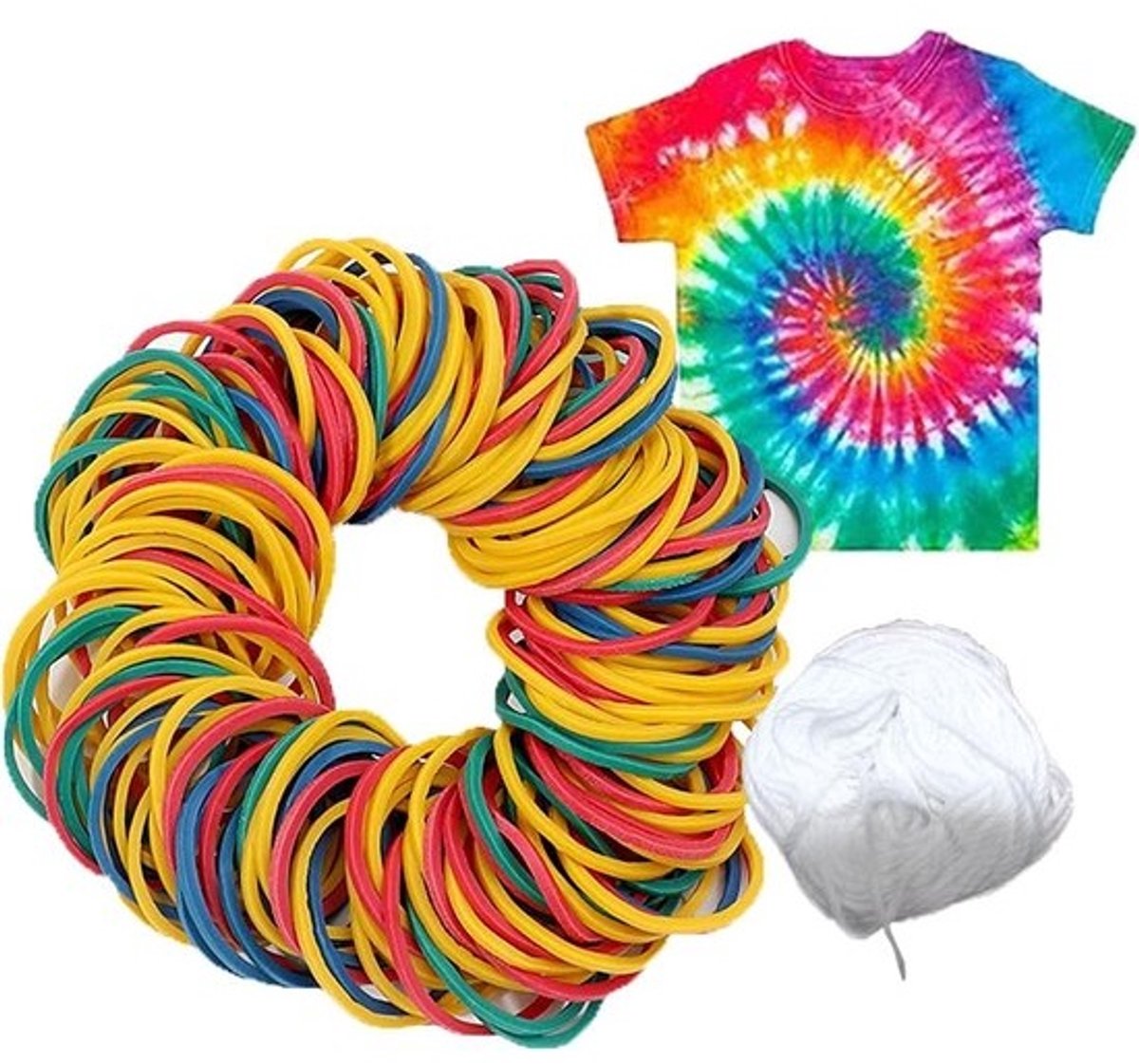 Rubberen banden - Elastiekjes - Tie-dye projecten - Gemaakt van natuurlijk rubber - 200 g - Meerkleurig