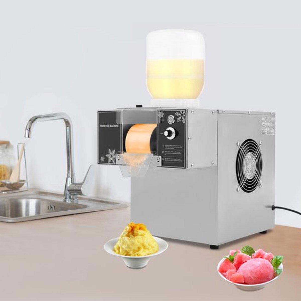 Sneeuwvlok Ijsmachine 60KG - 360W Vermogen - 5L Inhoud - RVS Materiaal - Aanrechtmodel - IJsbereider