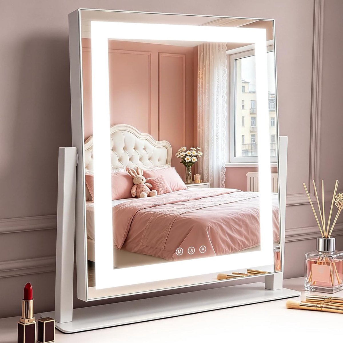 NIVA® Vanity Spiegel - Hollywood Spiegel - Vanity Spiegel Hollywood - Wit - 30cm x 8cm x 34cm
