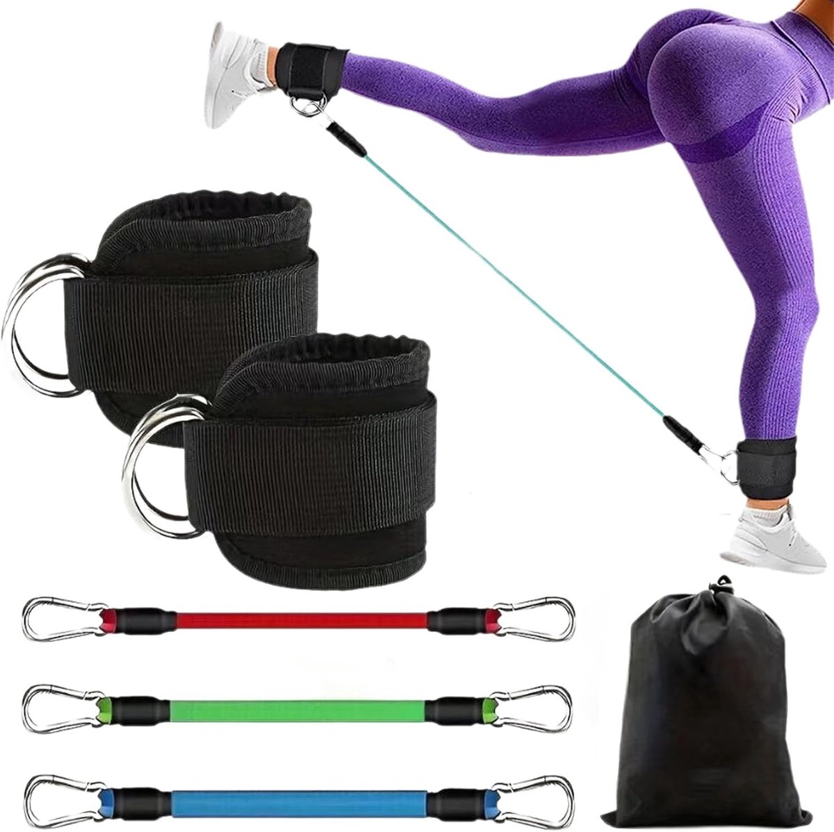 Verstelbare enkelbanden voor fitnesstraining - Unisex voetlussen, sterke en comfortabele enkelbanden voor dames en heren