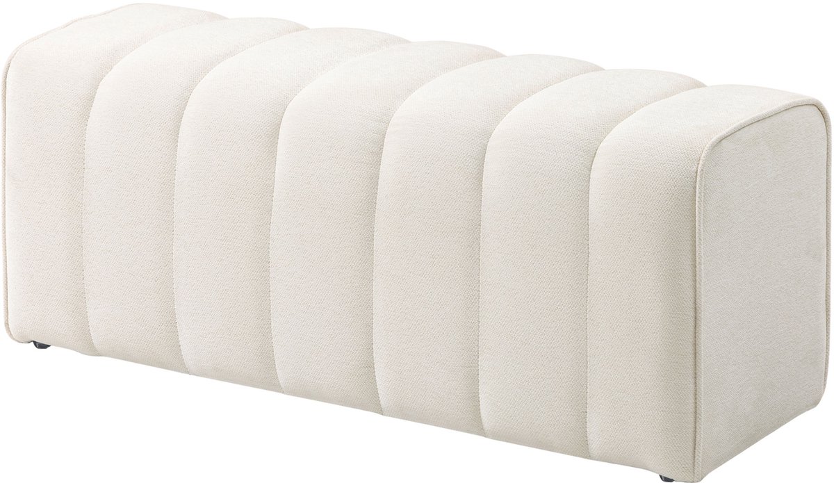 Bedbank - gestoffeerde bank - moderne stijl - voetbank met linnenkleurige bekleding - 110 x 40 x 44 cm - crèmekleurig