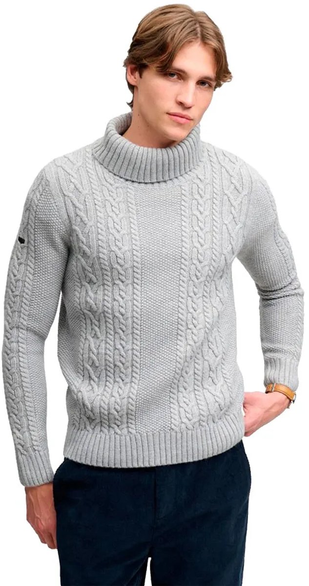 Superdry Jacob Cable Coltrui Heren Sweaters Grijs