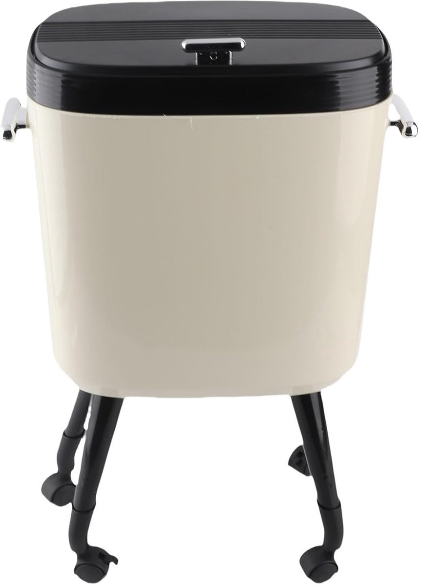 Hoge Vuilnisbak met 15 Liter Capaciteit, Smal Ontwerp met Wielen voor Keuken, Badkamer en Kantoor (Crème Wit)