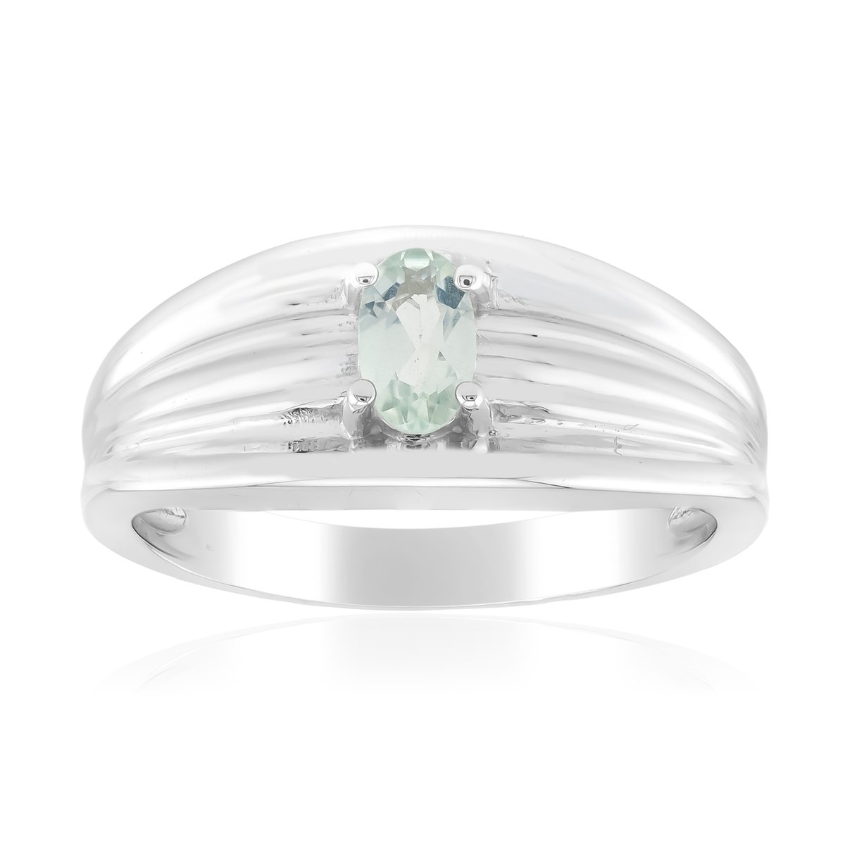 Cavill - Verstelbare Zilveren Ring - 925 Sterling Zilver Gerhodineerd - Ovale Amblygoniet 0,179 ct - Elegante Braziliaanse Edelsteen Ring