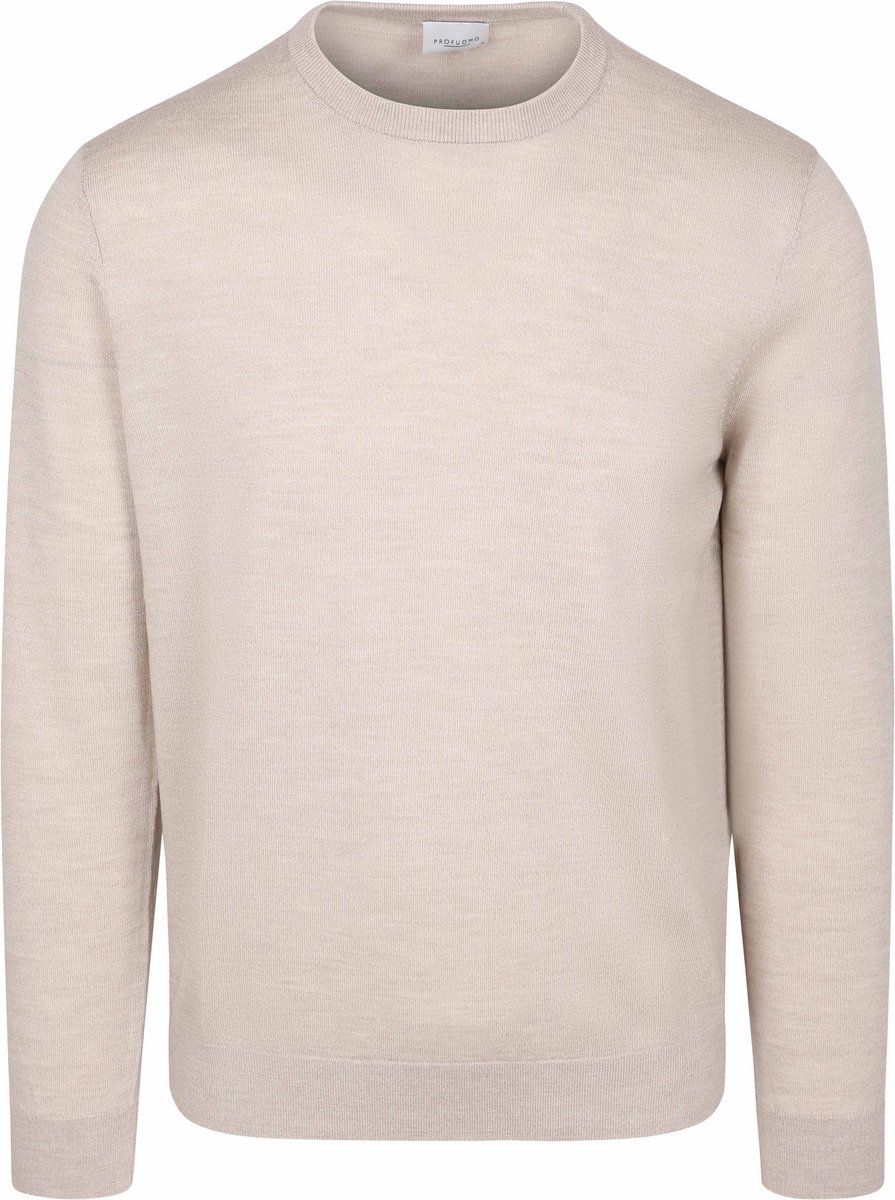 Profuomo Pullover Merinowol Beige - Maat XL - Heren