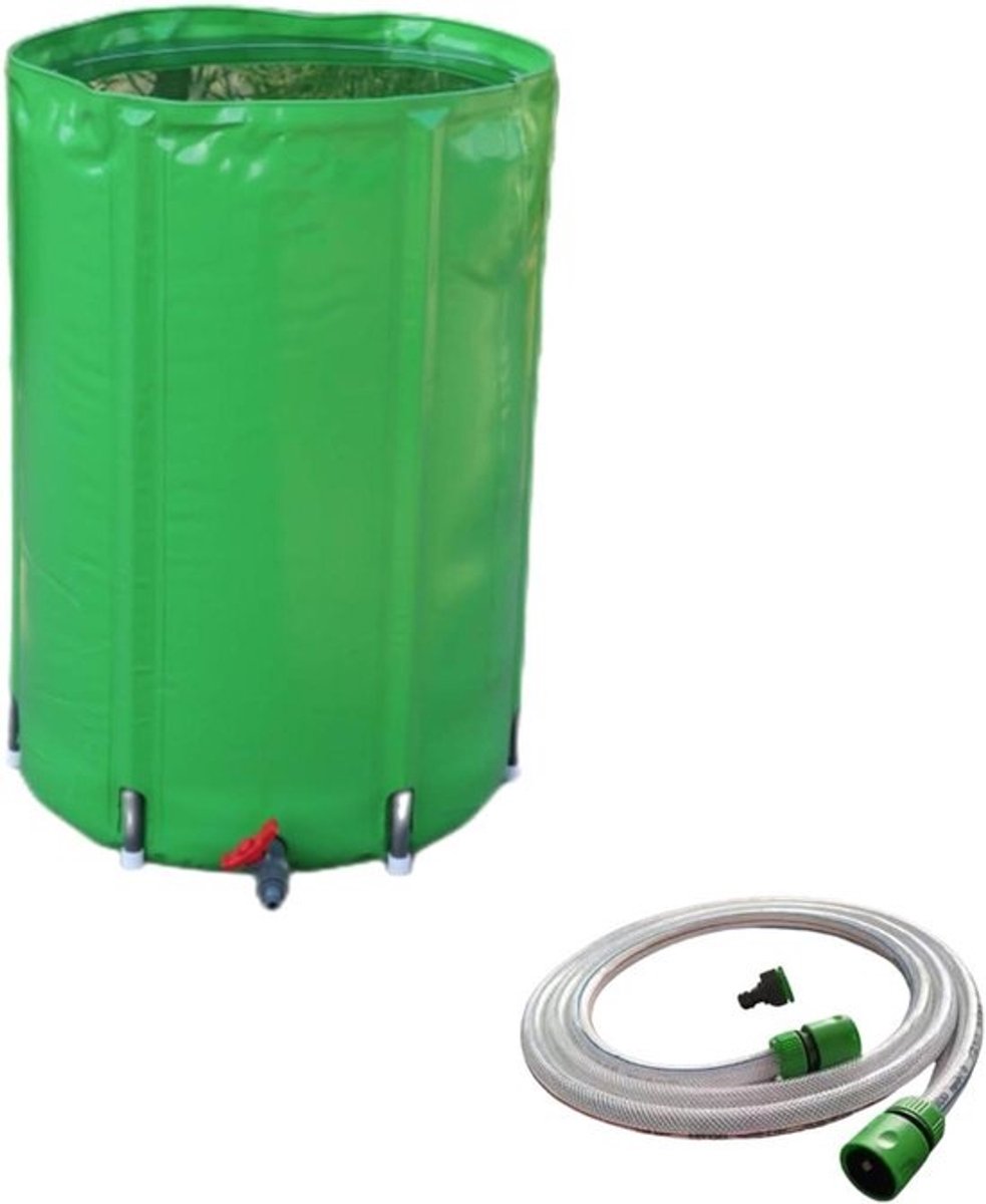 Regenton Opvouwbaar - Water Opslag - Tuin Besproeien - Met Kraan Standaard - 1000 Liter - Groen