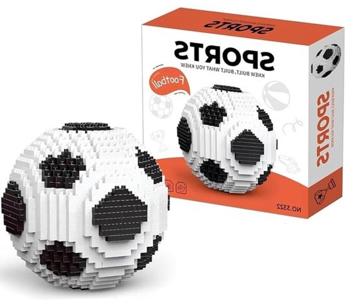 Voetbal Bouwblokken - Voetbalmodel Bouwset - Creatief Bouwen - Gedetailleerd Voetbalmodel - 10 cm - Wit