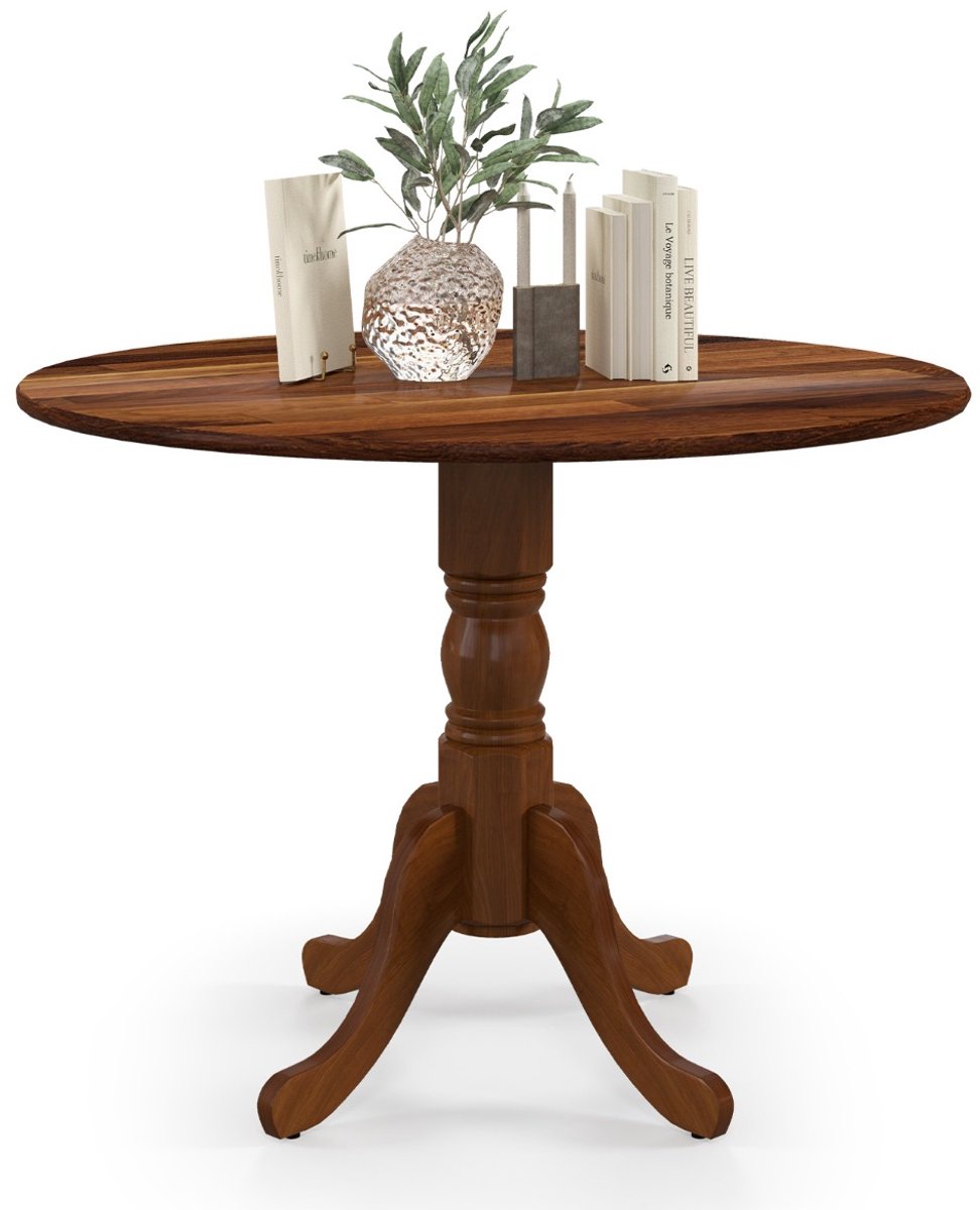 SureDeal® - Eettafel - Rond - Keukenstoelen Rubberhout - Voet Moderne Vrijetijdstafel - Eetkamer Notenhout - 100x73 cm - Walnoot