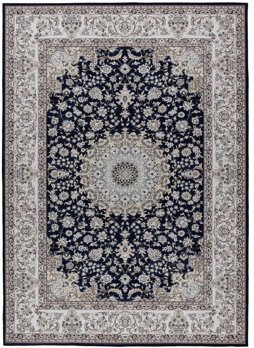 Dutch XXL Wasbaar Vloerkleed | Tapijt | Dunya | Medaillon | Marineblauw | 200x290 cm
