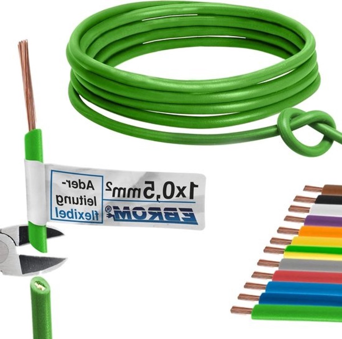 Flexibele Aderleiding - Installatiekabel PVC - Interne Bedrading - Meerdere Fijne Draden - 0.5 mm2 40 m - Groen