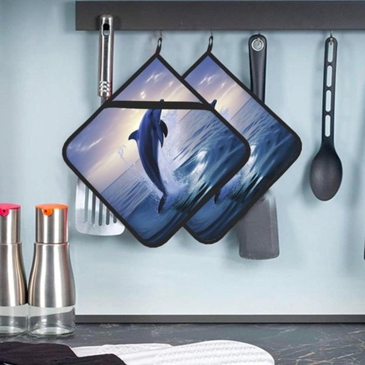 Pannenlappen met Zak - Ovenwanten Onderzetters - Veilig Koken - Hittebestendig Polyester - 20 x 20 cm - Zwart
