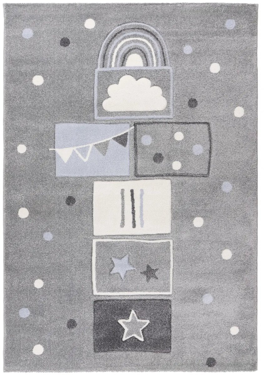 Dutch XXL Speelkleed | Happy | Hinkelbaan | Zilver | 80x150 cm