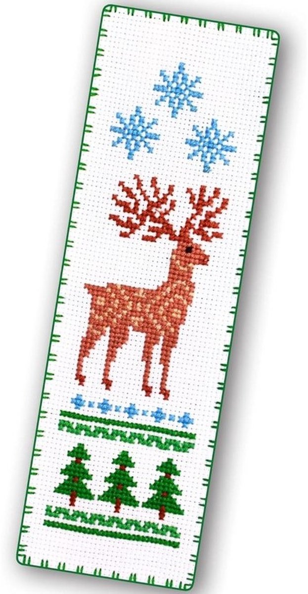 Kruissteek Bladwijzer Kit - Borduurset DIY - Handwerken Maken - Telpatroon Zonder Print - 6 x 19.5 cm - Wit