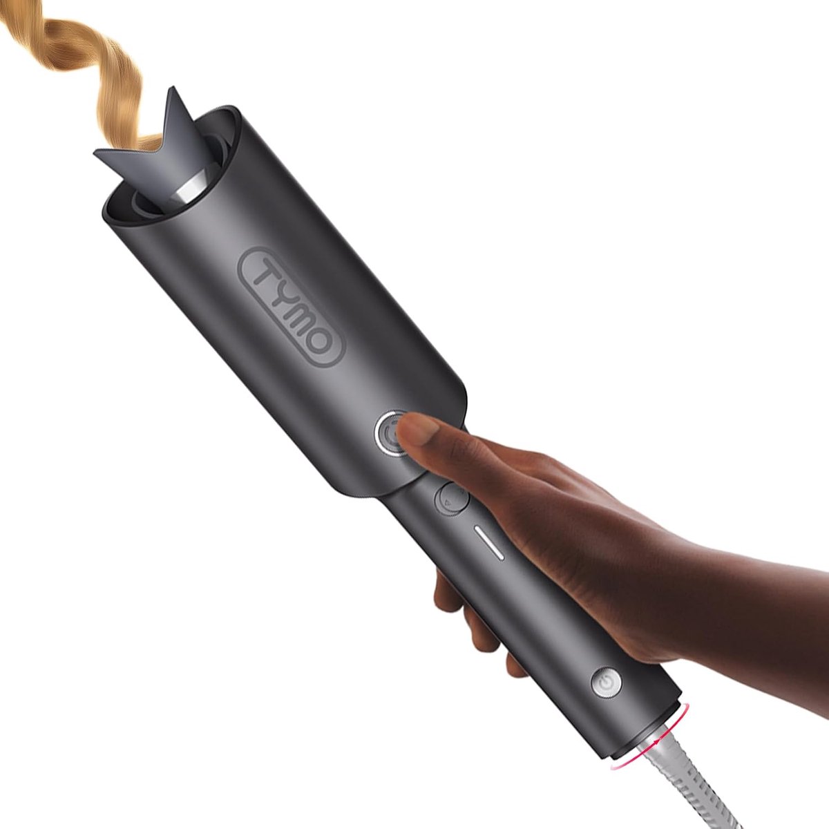 Thijox - Automatische Krultang voor Grote Krullen - Draagbare Roterende Curling Wand 25mm - Keramisch - Metallic Grijs - Ideaal voor Beach Waves en Fe