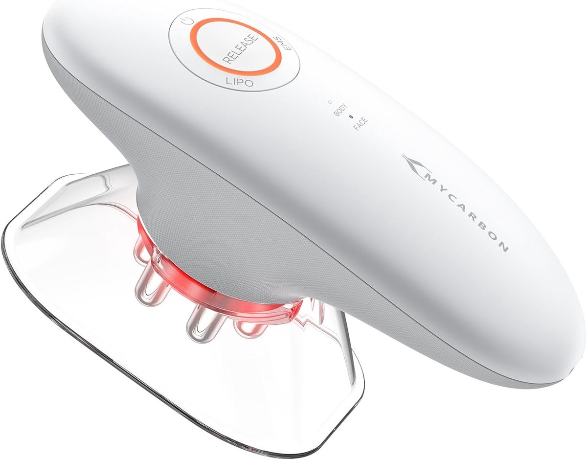 SnelShoppen - MYCARBON 3-in-1 Cupping Massager voor een Stevige Huid, Anti-Cellulitis Massageapparaat met Vacuümmassage, EMS en Rood Licht voor Gezich