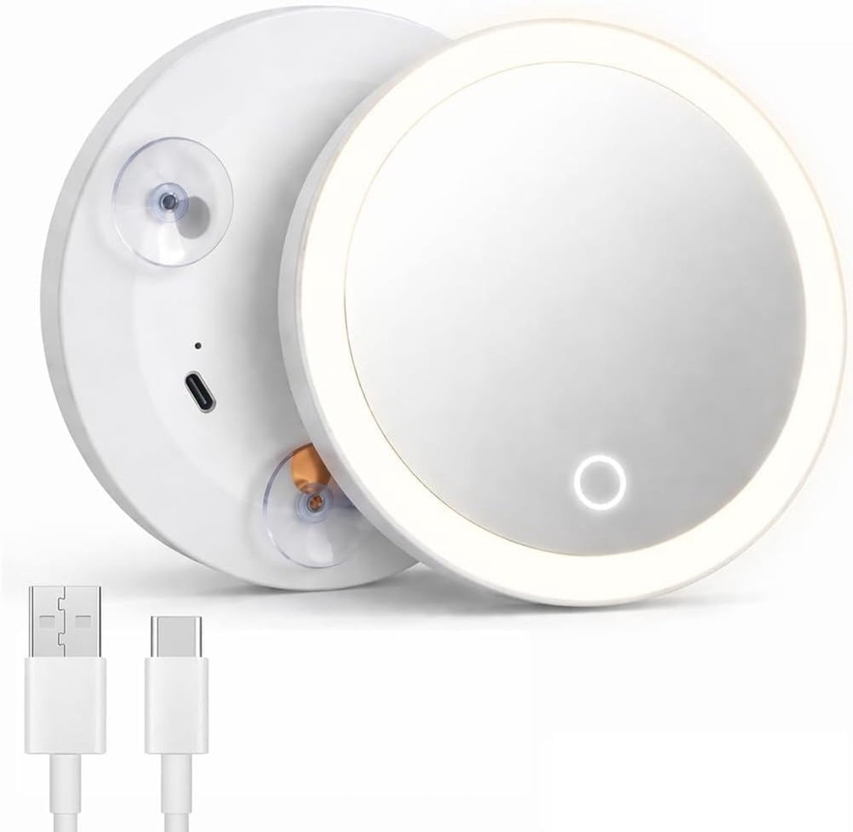 Thijox - Vergrootspiegel 30x met zuignap, 3 LED-kleuren, instelbare helderheid, USB-oplaadbare wand- of reisspiegel voor perfecte precisie, opvouwbaar