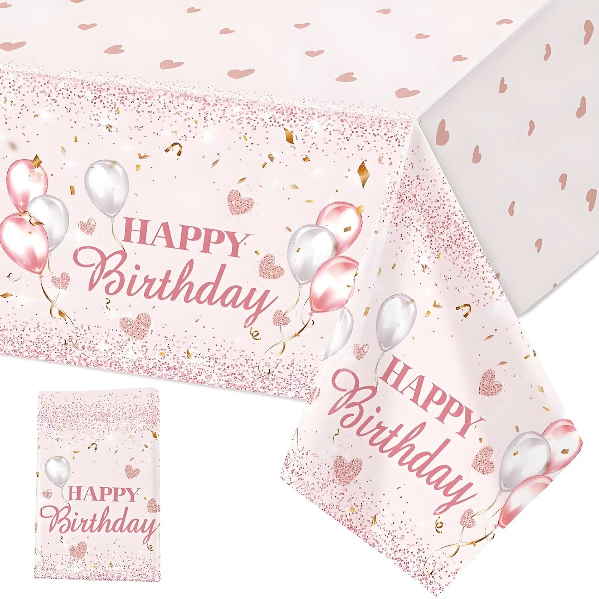 Dailygoods- Feesttafelkleed 137 x 274 cm - Waterdicht Plastic - Herbruikbaar - Tafeldecoratie - Verjaardag - Roze Ballonnen - Tafelkleed