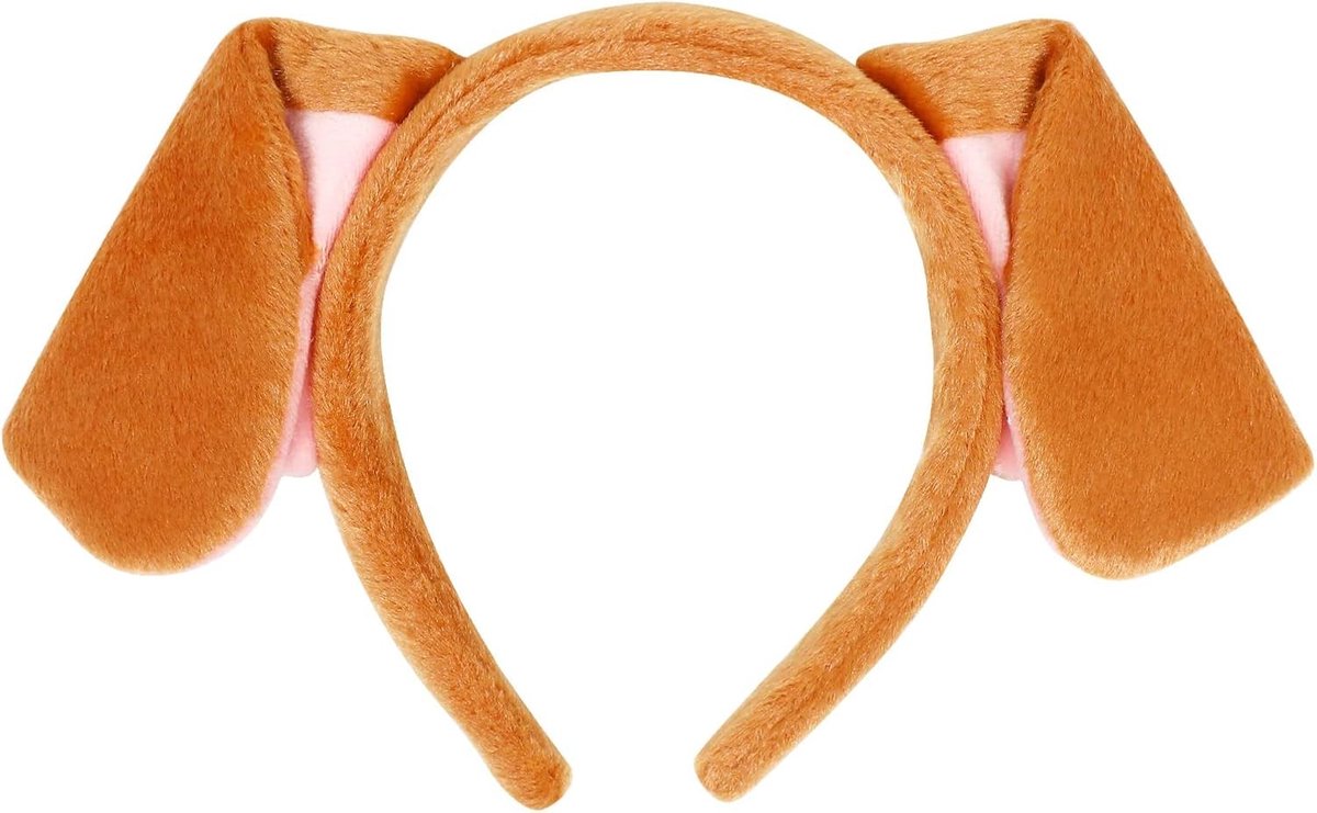 Pluchen Hondenoren Hoofdband voor Dierenkostuums en Feestjes, Geschikt voor Kinderen en Volwassenen, Geel