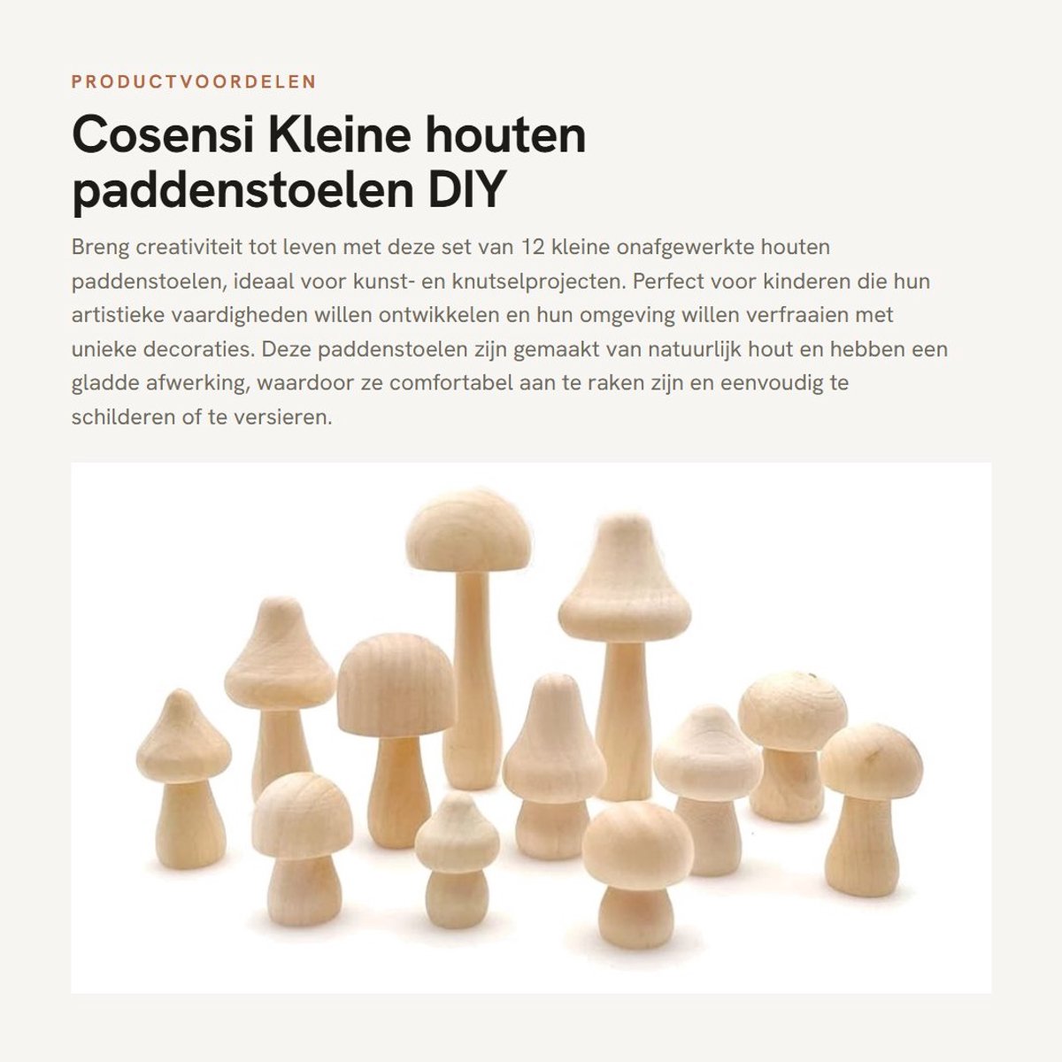 Dailygoods- Houten Paddenstoelen 12 Stuks - Ongeverfd - DIY Ambachten - Decoratie Woonkamer - Kinderen Schilderen - Natuurlijke Hout