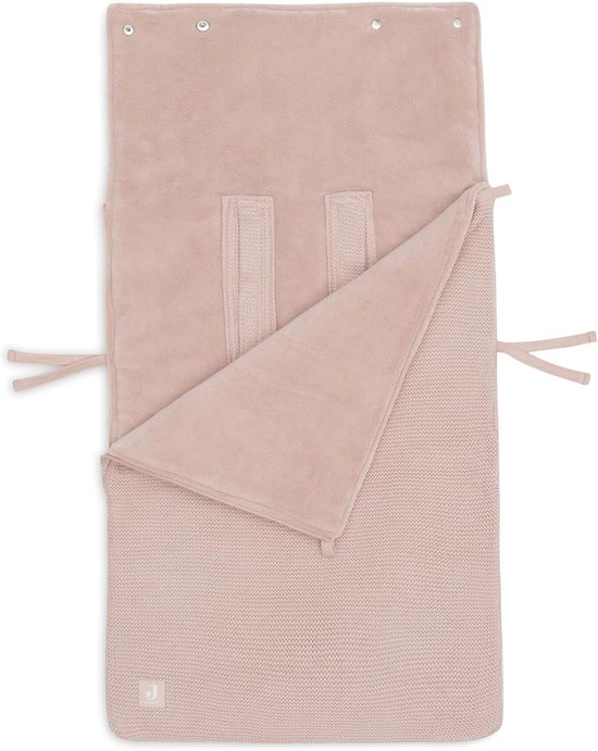 SnelShoppen - Voetenzak Babyzitje Knit Wild Rose - Zacht Coral Fleece - Geschikt voor Kinderwagen en Autostoel Groep 0+ - 3-Punts en 5-Punts Riem — afbeelding 2
