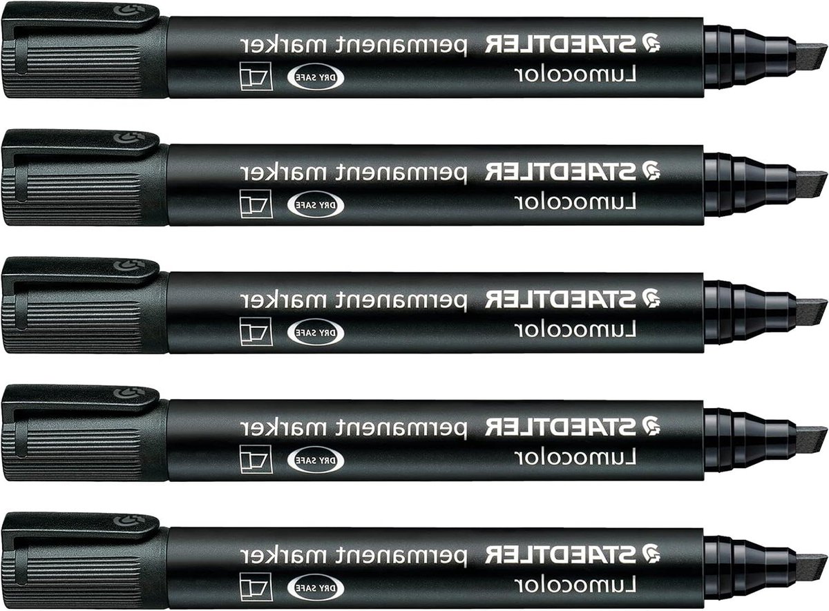 Permanente Markers - Vast Schrijfgerei - Duurzaam Markeren - Sneldrogende Inkt - 5 Stuks - Zwart
