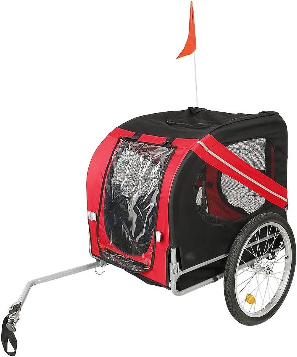 Fietskar voor Honden - Hondenaanhanger - Veilig Vervoeren - Opvouwbaar Ontwerp - 137 x 73 x 90 cm - Rood