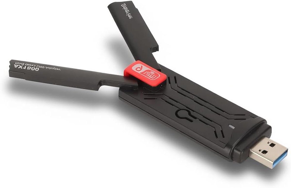 Draadloze WiFi Adapter - Netwerk Dongle - Snelle Internetverbinding - Dual Band Antennes - USB 3.0 - Zwart