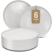 Pure Living Crystal Dinerborden - 6 stuks - Ø 26 cm - Wit - Porselein - Stootvast - Magnetron & Vaatwasserbestendig