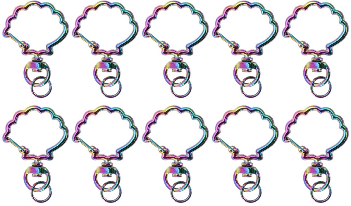 Dailygoods- Sleutelhanger 10 stuks - Schelpvormige Sleutelhanger - Zinklegering - Roestbestendig - 360° Draaibare Basis - Voor Handgemaakte Accessoires - Sleutelring