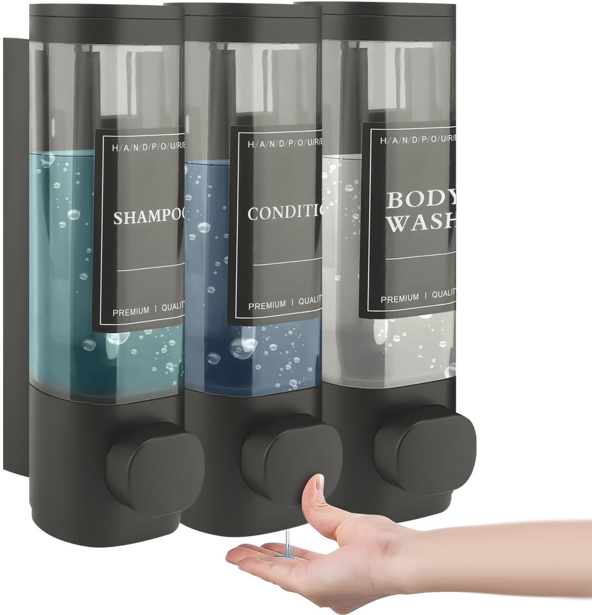 Dailygoods- Zeepdispenser Wandmontage - Vloeibare Zeepdispenser - Handzeepdispenser - Douchegel Dispenser - Geschikt voor Hotel en Thuis - Grijs