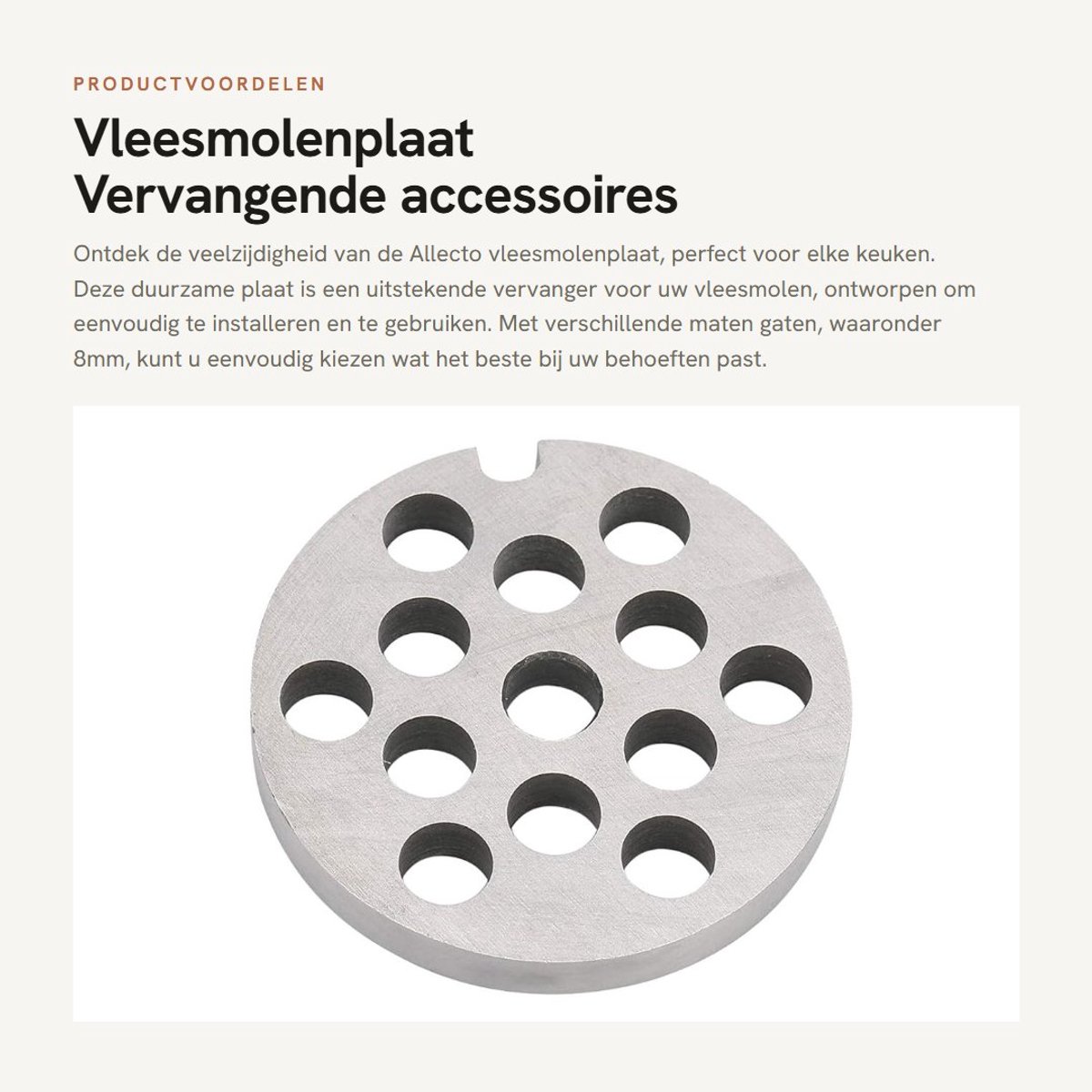 Dailygoods- Vleesmolenplaat Roestvrij Staal - Vervangend Accessoire - Geschikt voor Vleesmolen - Voedselveilig Materiaal - Diverse Maten - Sterk en Scherp - Gehaktmolen