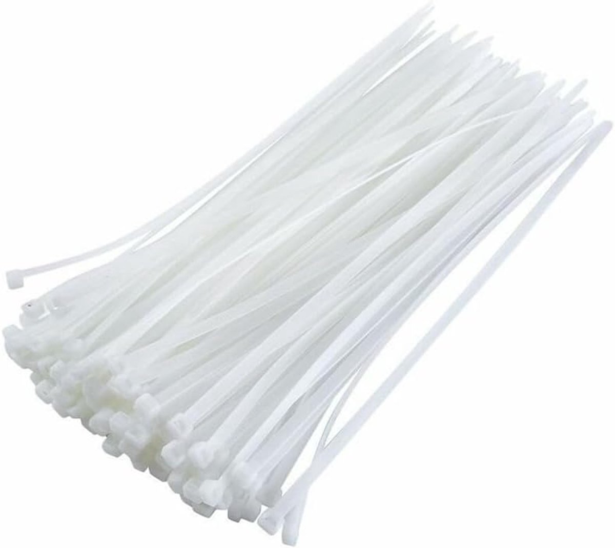 Thijox - Set van 100 kunststof kabelbinders - 100 stuks, klemmen, flenzen, Rislan - 100x2,5mm, wit - Voor huis, tuin, en klussen