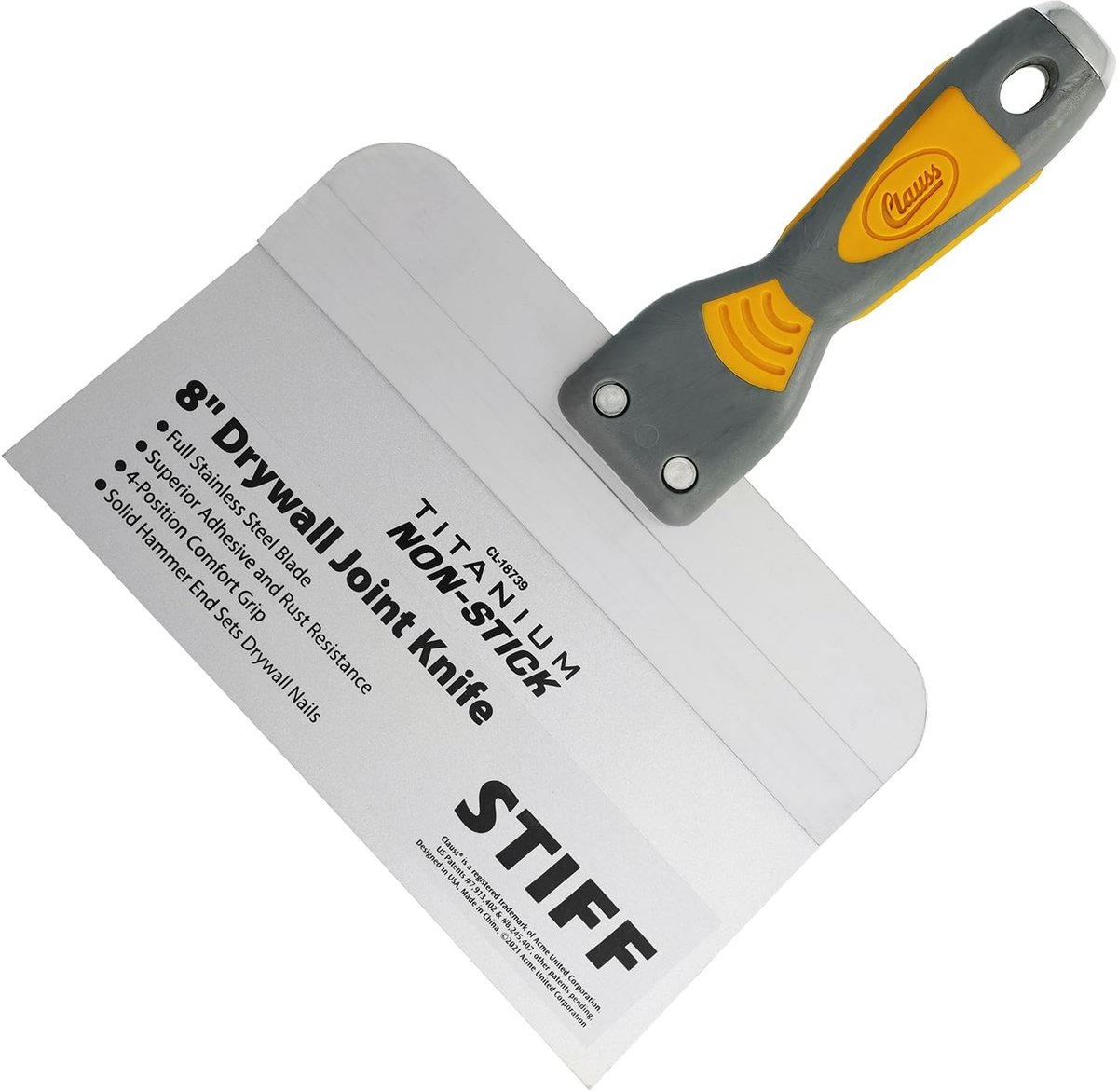 Thijox - Clauss Plamuurmes 20,3 cm Professioneel met Breed Lemmet | Titanium Gebonden Roestvrijstalen Antiaanbaklaag | Ergonomische Antislip Handgreep