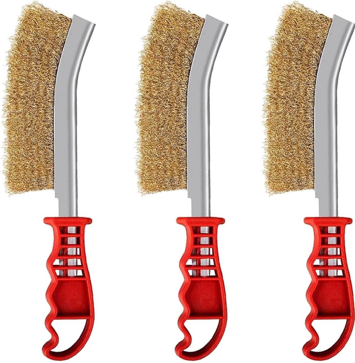 Thijox - Messing Wire Grill Brush met Gebogen Handvat, Robuuste Reinigingsborstel voor Gietijzer, Perfect voor Lassen, Slakken, Roest en Verbrande Res