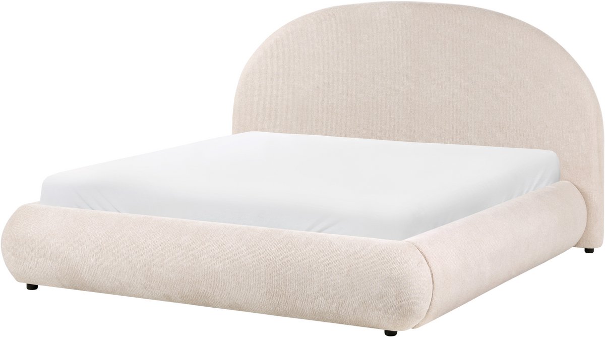 Beliani GRASSE - Bed met opbergruimte - Lichtbeige - 160 x 200 cm - Polyester