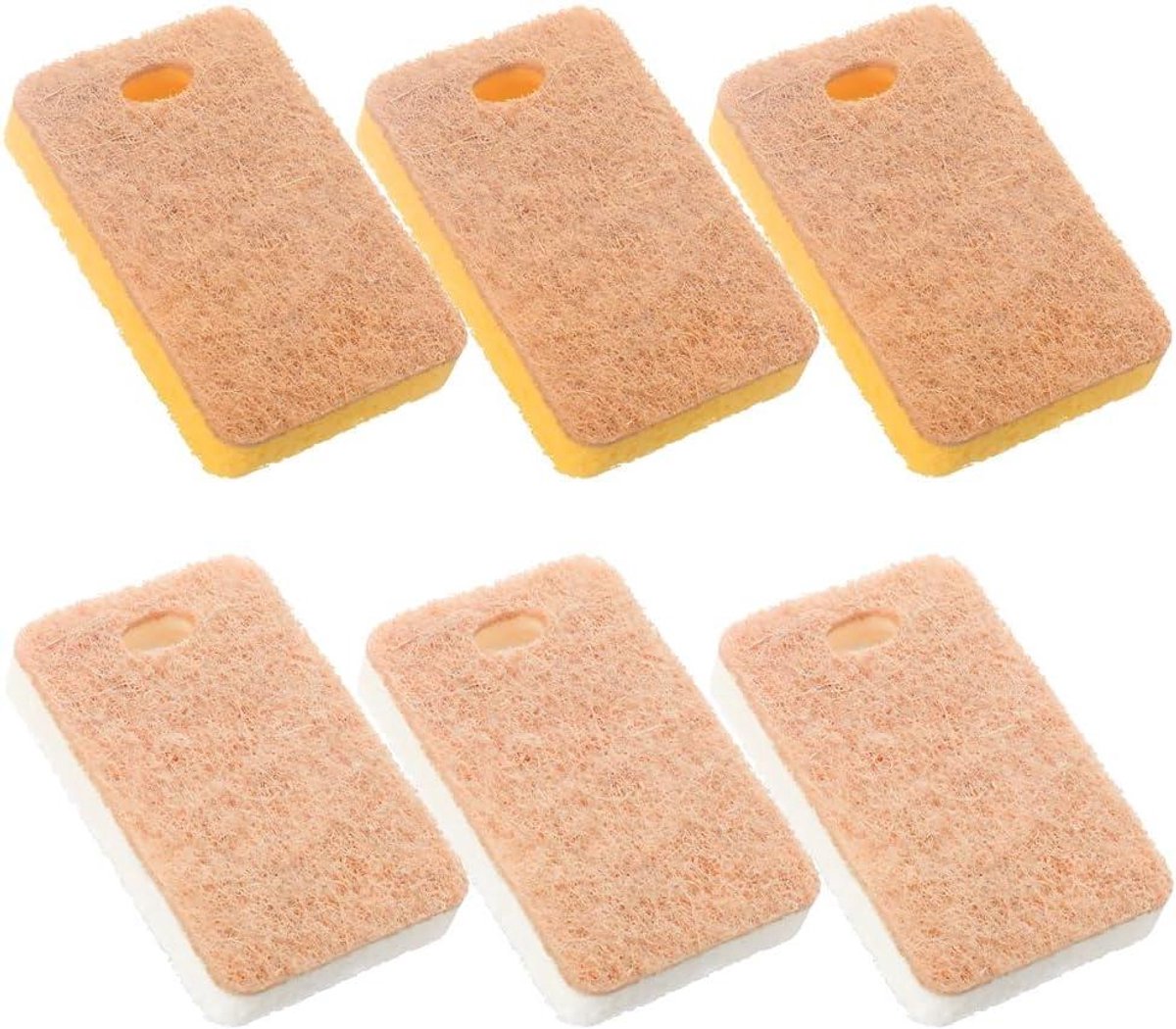 Afwasspons Cellulose - Keukenspons - Hygiënisch Werken - Krasvrije Reiniging - 6 Stuks - Wit Oranje
